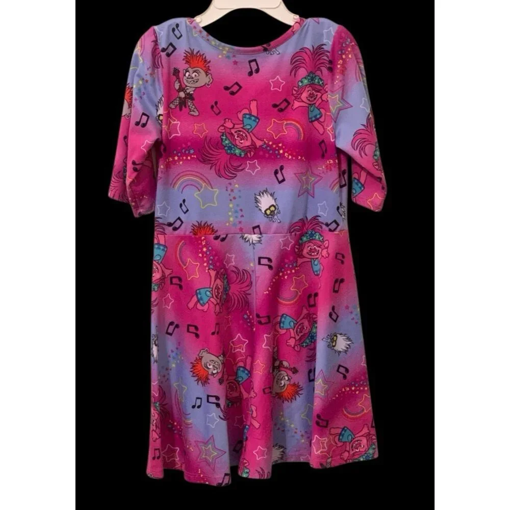 Trolls World Tour Girls Dress Size S/CH 6-6X Pink Short Sleeve